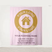 Custom Company Logo Business Event Pink Tapestry Wandkleed (Voorkant)