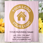 Custom Company Logo Business Event Pink Tapestry Wandkleed