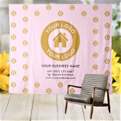 Custom Company Logo Business Event Pink Tapestry Wandkleed