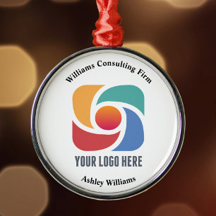 Custom Company Logo Business Kerstmarketing Metalen Ornament