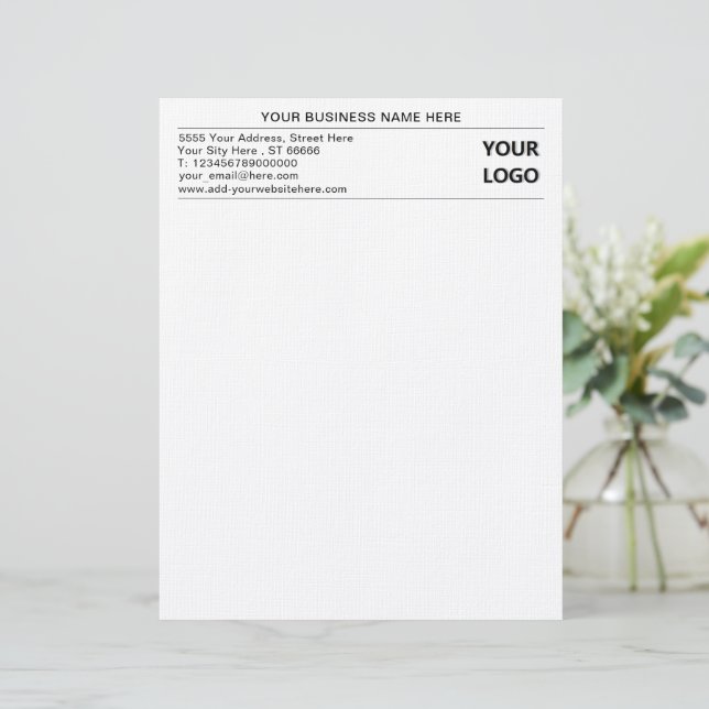 Custom Company Logo Business Letterhead Sjabloon Briefhoofd (Staand voorkant)