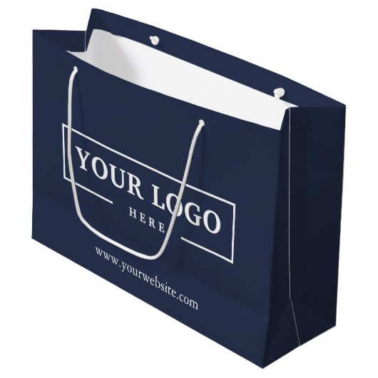 Custom Company Logo Business Promotion Blue Cadeau Groot Cadeauzakje (Voorkant Gekanteld)
