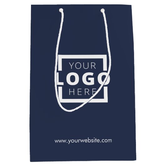 Custom Company Logo Business Promotion Blue Cadeau Medium Cadeauzakje (Voorkant)