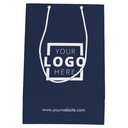 Custom Company Logo Business Promotion Blue Cadeau Medium Cadeauzakje (Achterkant)