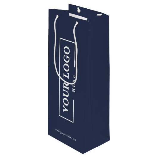 Custom Company Logo Business Promotion Blue Cadeau Wijn Cadeautas (Voorkant Gekanteld)