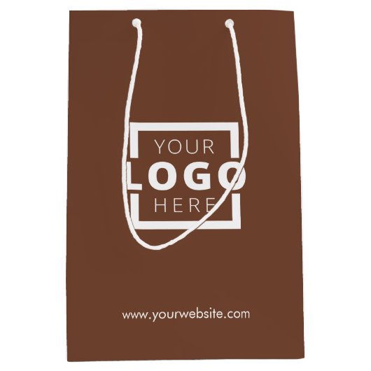 Custom Company Logo Business Promotion Brown Medium Cadeauzakje (Voorkant)