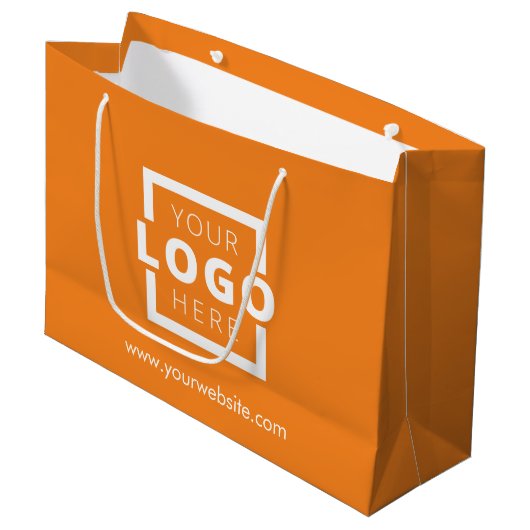 Custom Company Logo Business Promotion Oranje Groot Cadeauzakje (Voorkant Gekanteld)