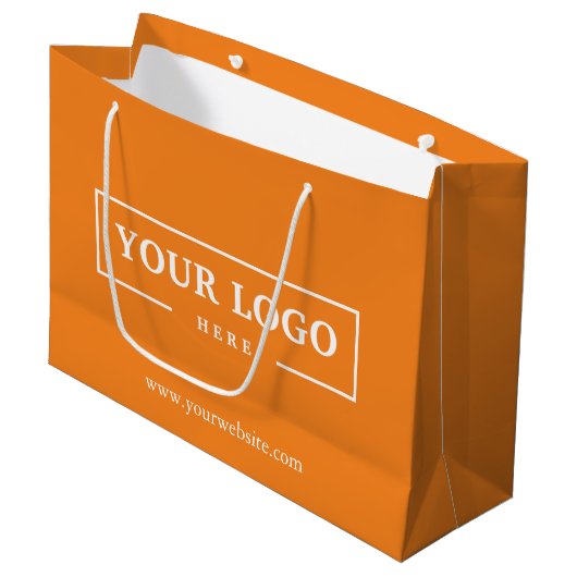 Custom Company Logo Business Promotion Oranje Groot Cadeauzakje (Voorkant Gekanteld)