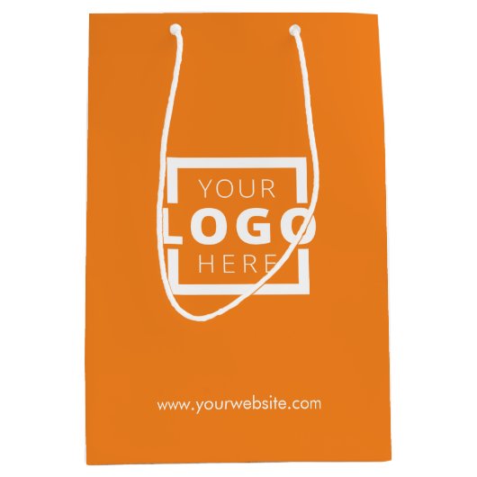 Custom Company Logo Business Promotion Oranje Medium Cadeauzakje (Voorkant)