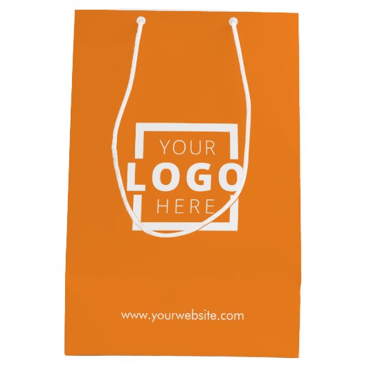 Custom Company Logo Business Promotion Oranje Medium Cadeauzakje (Achterkant)