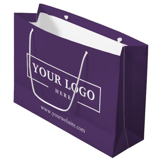Custom Company Logo Business Promotion Paars Groot Cadeauzakje (Voorkant Gekanteld)