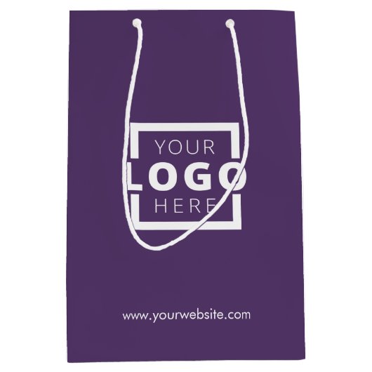 Custom Company Logo Business Promotion Paars Medium Cadeauzakje (Voorkant)