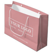 Custom Company Logo Business Promotion Pink Groot Cadeauzakje (Voorkant Gekanteld)