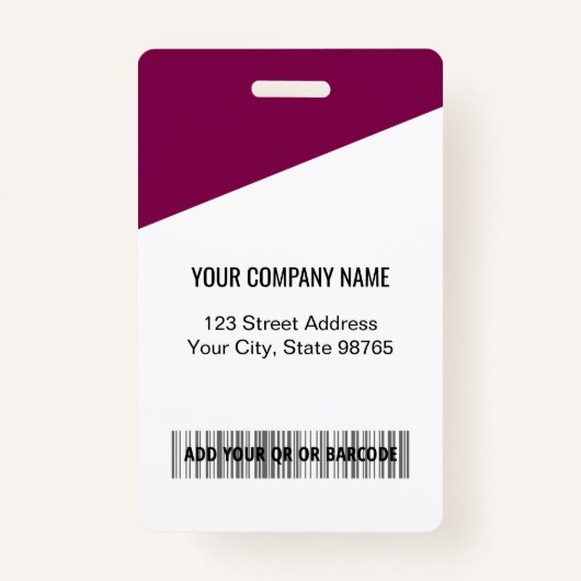 Custom Company Logo Employee Photo Berry Red Badge (Achterkant)