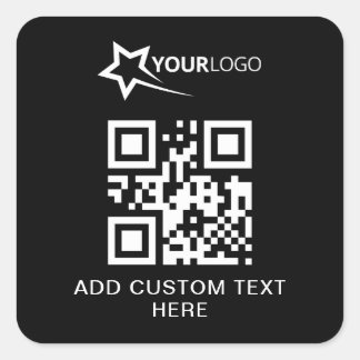 Custom Company Logo en QR Code Zwart Vierkante Sticker
