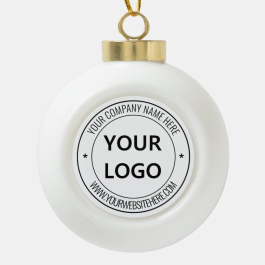Custom Company Logo en tekst kerstversieringen Keramische Bal Ornament (Voorkant)