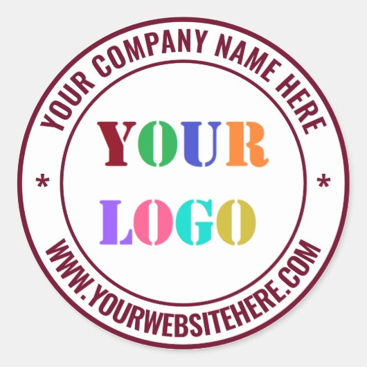 Custom Company Logo en Tekst Stickers Voorbeeld (Voorkant)