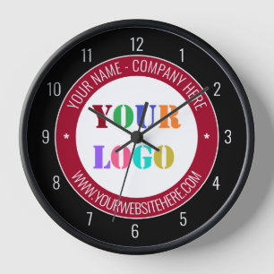 Custom Company Logo en Tekst Wandklok Voorbeeld