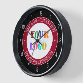 Custom Company Logo en Tekst Wandklok Voorbeeld (Hoek)
