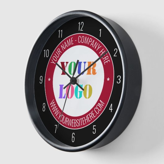 Custom Company Logo en Tekst Wandklok Voorbeeld (Hoek)