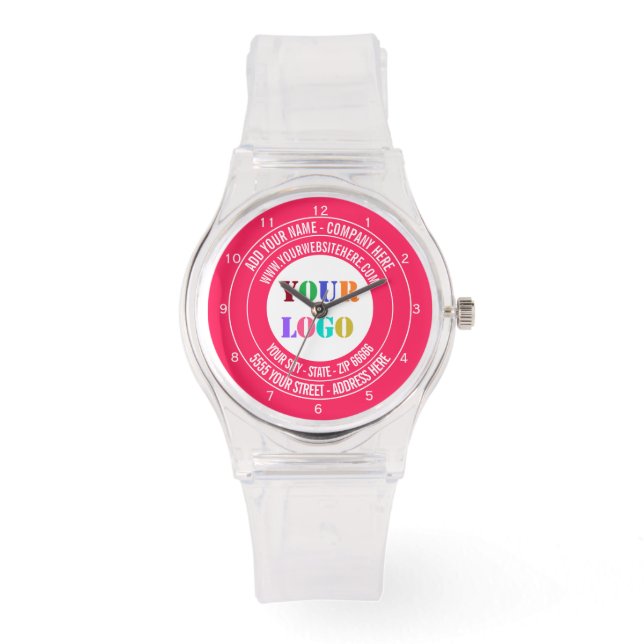 Custom Company Logo en Text Business Watch Horloge (Voorkant)