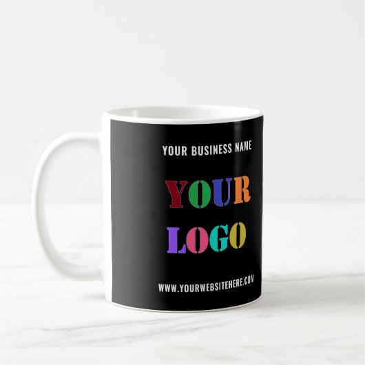 Custom Company Logo en Text Coffee Mok Voorbeeld (Links)