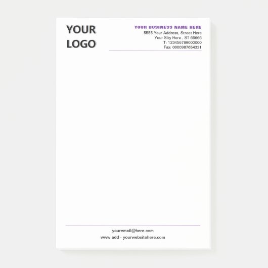 Custom Company Logo Info Business Post-it® Notes (Voorkant)