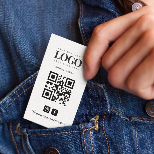 Custom Company Logo Instagram Facebook QR Code Visitekaartje