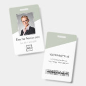Custom Company Logo Medewerker Foto Sage Green Badge (Front & Back)