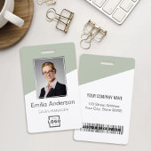 Custom Company Logo Medewerker Foto Sage Green Badge