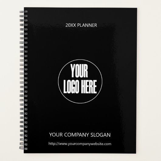 Custom Company Logo Minimal Zwart Wit Planner (Voorkant)