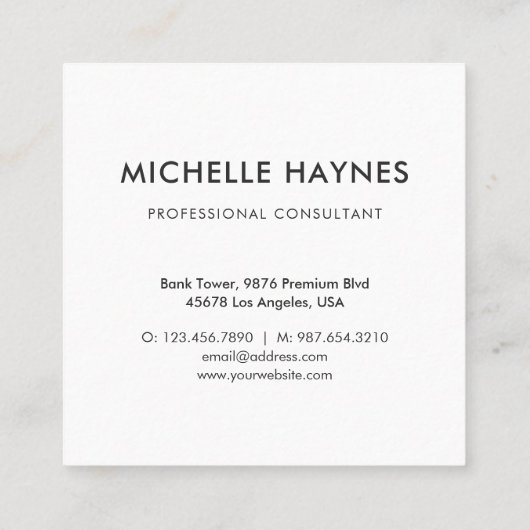 Custom Company Logo Modern Corporate Vierkante Visitekaartje (Achterkant)