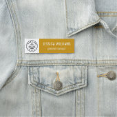 Custom Company Logo Mustard Yellow Employee Naamplaatje (In situ)