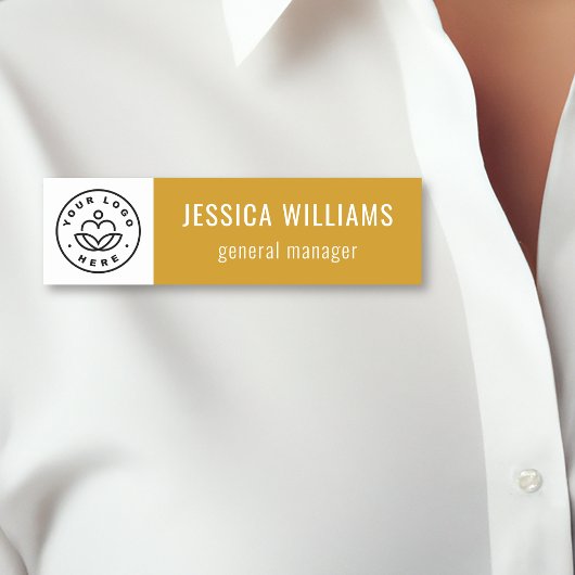 Custom Company Logo Mustard Yellow Employee Naamplaatje