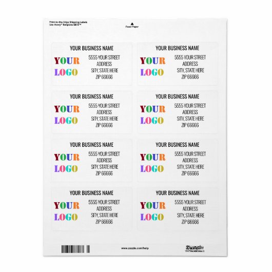 Custom Company Logo Naam Adresetiketten Sjabloon Etiket (Full Sheet)