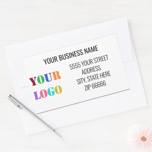 Custom Company Logo Naam Adresetiketten Sjabloon Rechthoekige Sticker (Envelop)