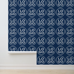 Custom Company Logo of Afbeelding op Navy Blue Behang