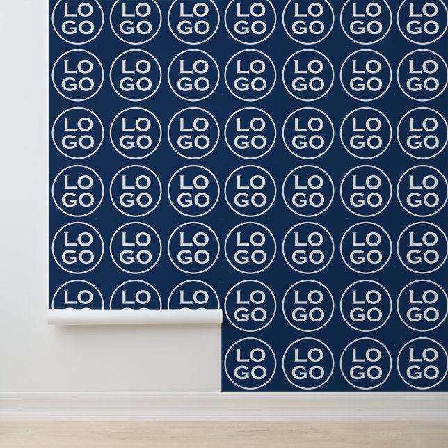 Custom Company Logo of Afbeelding op Navy Blue Behang (Applicatie)