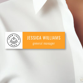 Custom Company Logo Orange Employee Naamplaatje