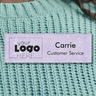 Custom Company Logo Paarse Glitter Personeelsnaam Naambadge