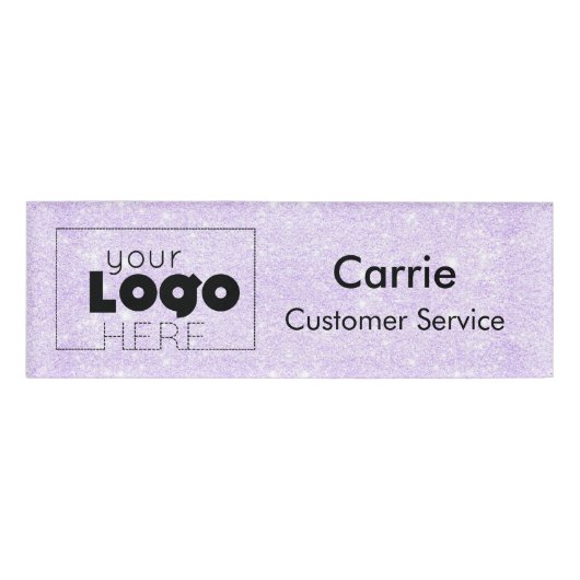Custom Company Logo Paarse Glitter Personeelsnaam  Naambadge (Voorkant)