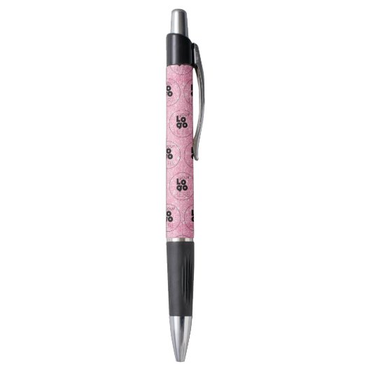 Custom Company Logo Pattern Hot Pink Glitter Pen (Achterkant (Verticaal))