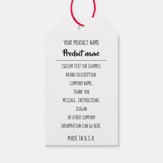 Custom Company Logo Product Description GEMAAKT US Cadeaulabel (Achterkant)