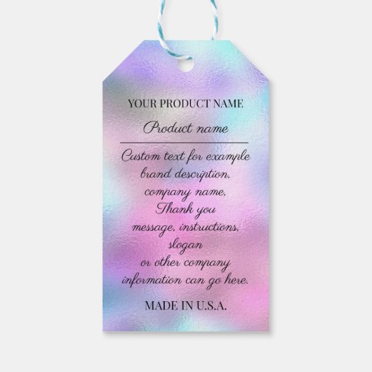 Custom Company Logo Product Description Holograph Cadeaulabel (Achterkant)