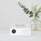 Custom Company Logo QR Code Simple Feminine Gray Visitekaartje (Staand voorkant)