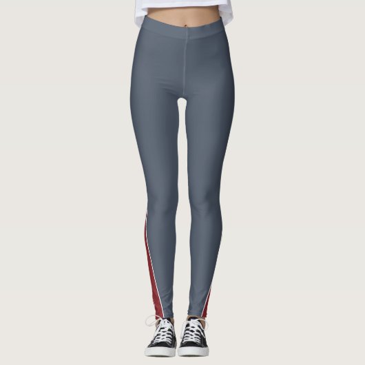 Custom Company Logo Red Accent Grey  Leggings (Voorkant)