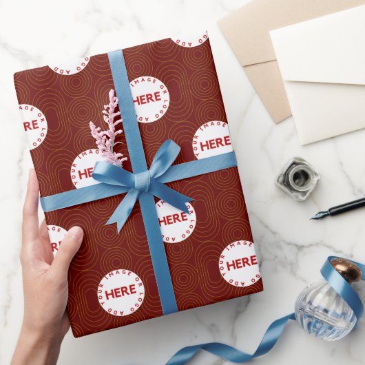 Custom Company Logo Retro Rood Goud Verpakking Wra Cadeaupapier (Geschenken)