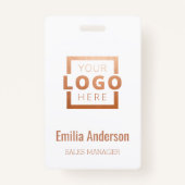 Custom Company Logo Roos Gold Kantoor Employee Badge (Voorkant)