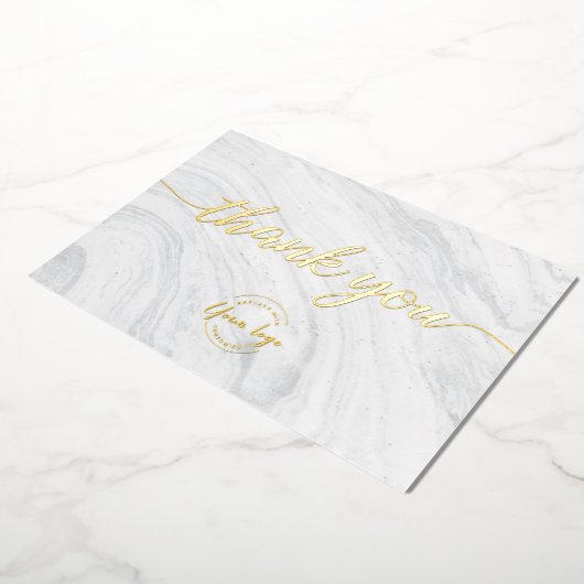 Custom Company logo Simple Chic Marble Gold Folie Feestdagenkaart (Gedraaid)