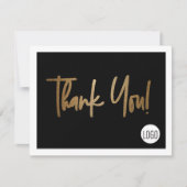 Custom Company Logo Social Faux Gold Black Bedankkaart (Voorkant)